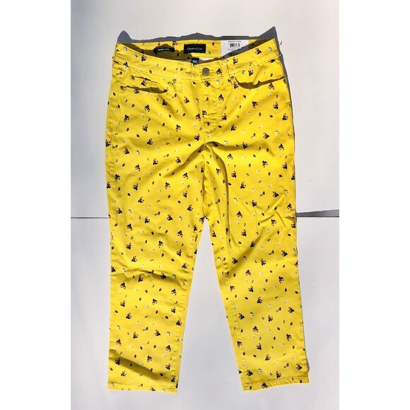 Charter Club Women's Bristol Capri Sz. 4 Yellow/Flowered Tummy Slimming, Stretch - Picture 1 of 8